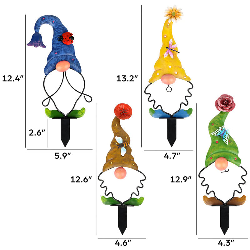 Garden Gnome Stake Metal Yard Decor