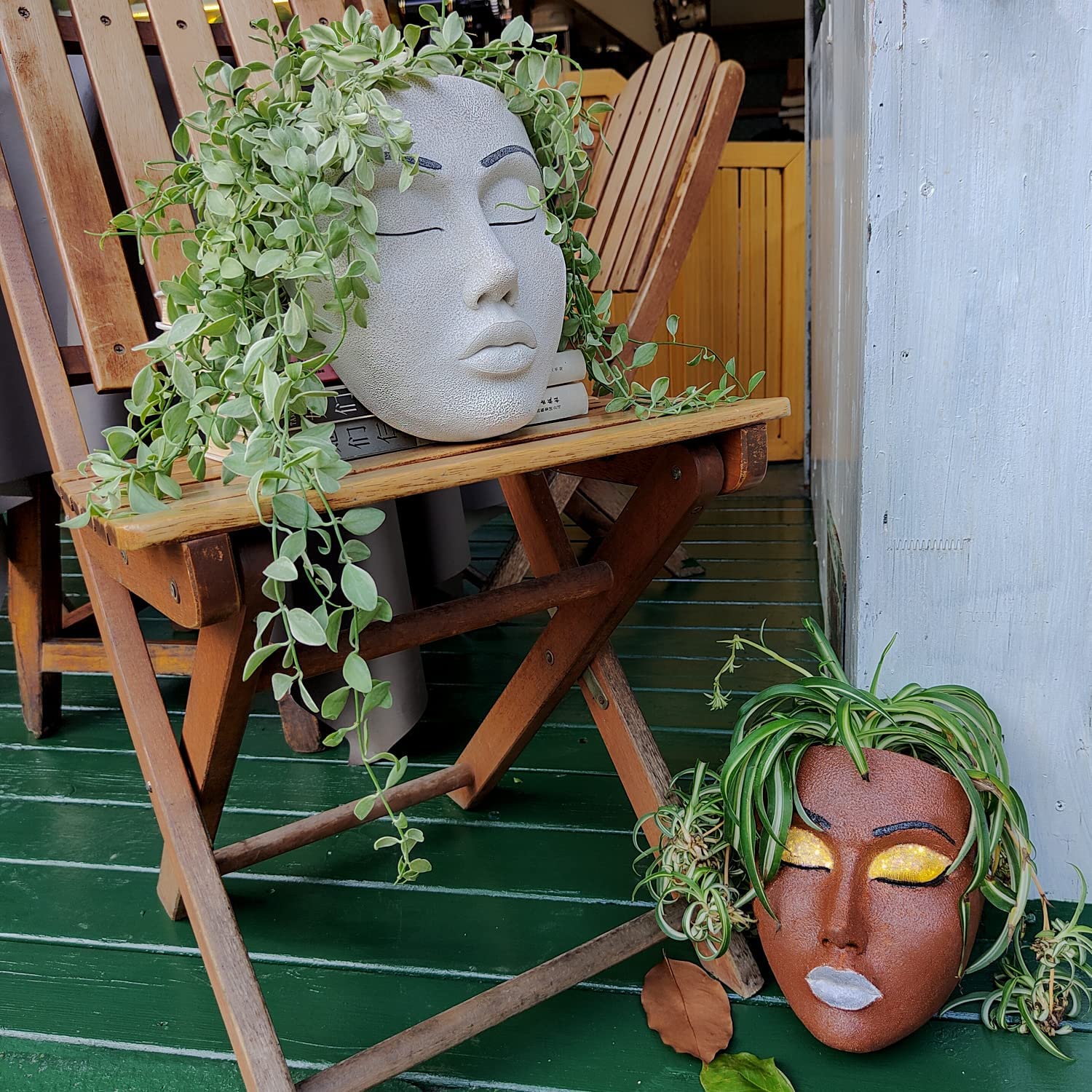 Face Planter Pot Head Planter for Wall Decor Resin Wall