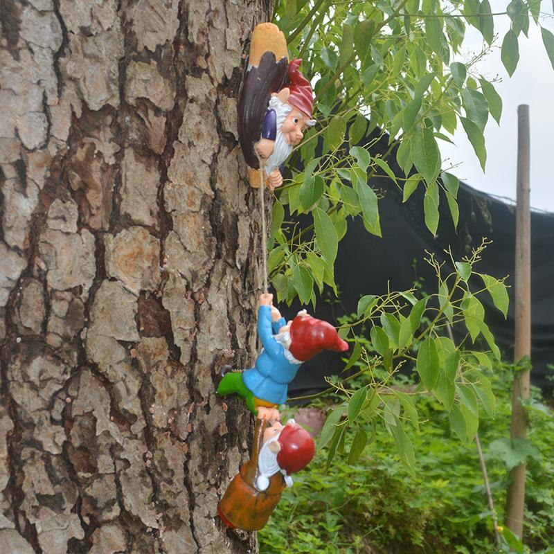 Garden Ornaments-Gnomes Climbing on the Tree