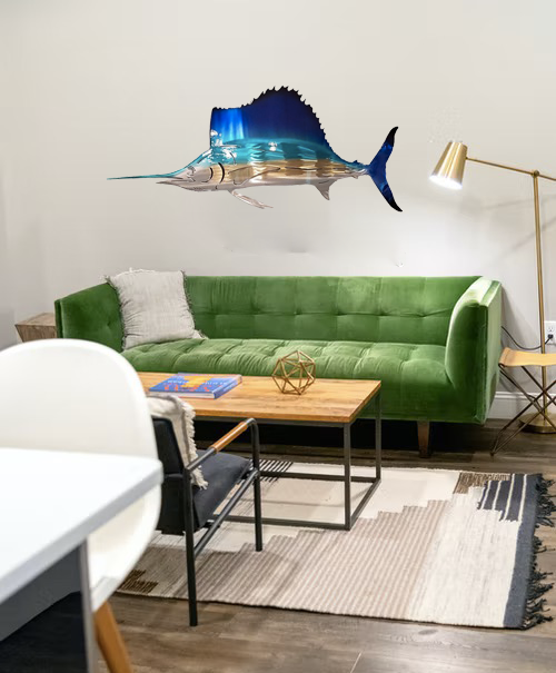 Metal Art Sailboat Sea Turtle Jellyfish Home Decor