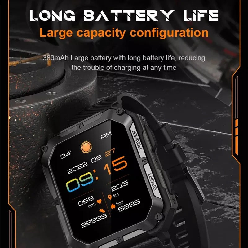 Indestructible Stainless Steel Military Style Rugged Smartwatch