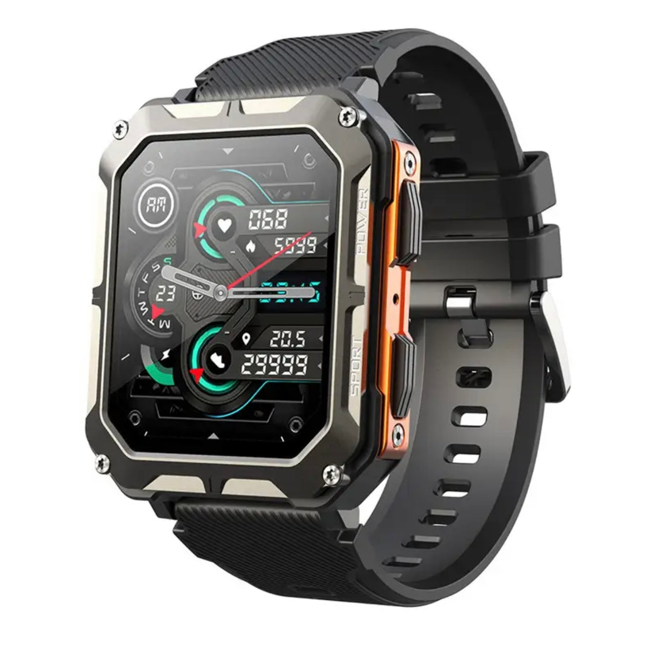 Indestructible Stainless Steel Military Style Rugged Smartwatch