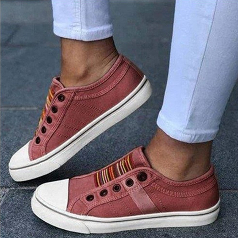 Women's Round Toe Flat Casual Canvas Shoes