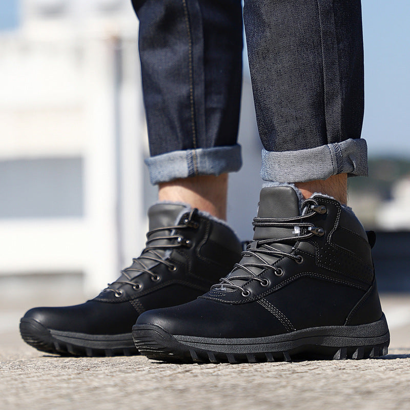 Men's winter outdoor non-slip wear-resistant high-top cotton boots