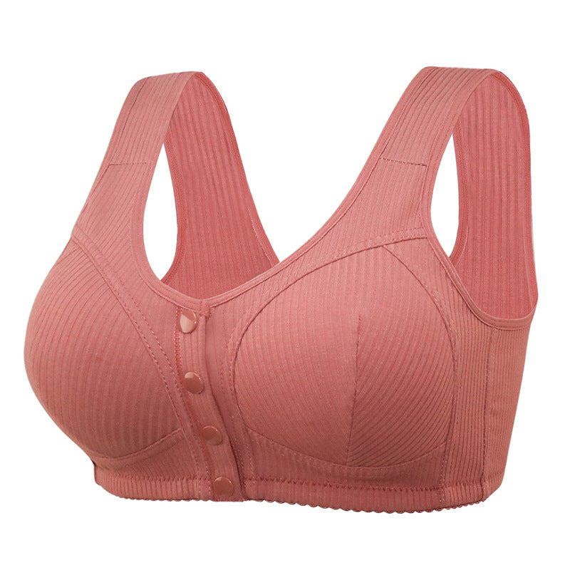 Plus Size Wireless Cotton Front Button Bra