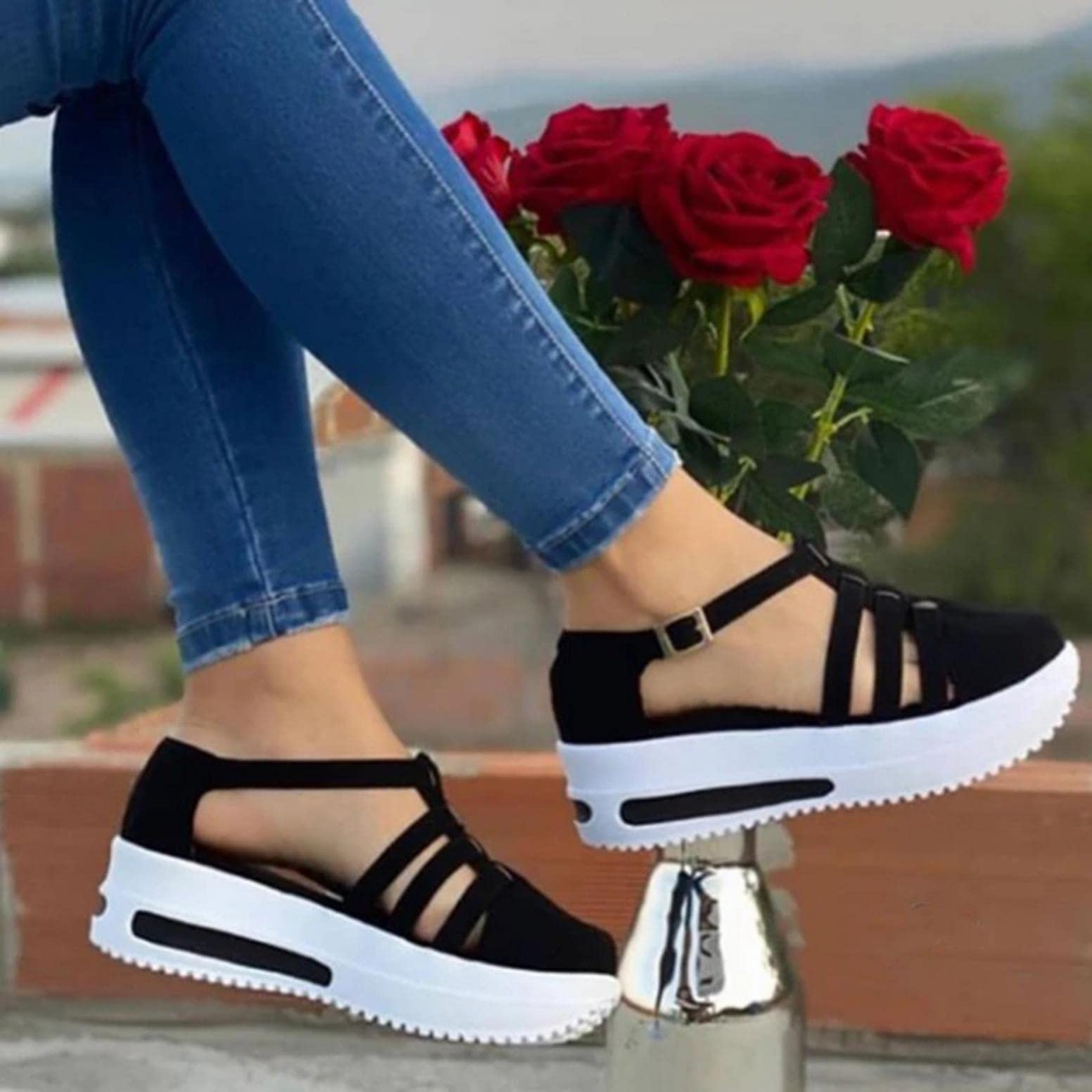 Women Sandals Casual Thick Bottom Comfortable Mid Heels Sandals