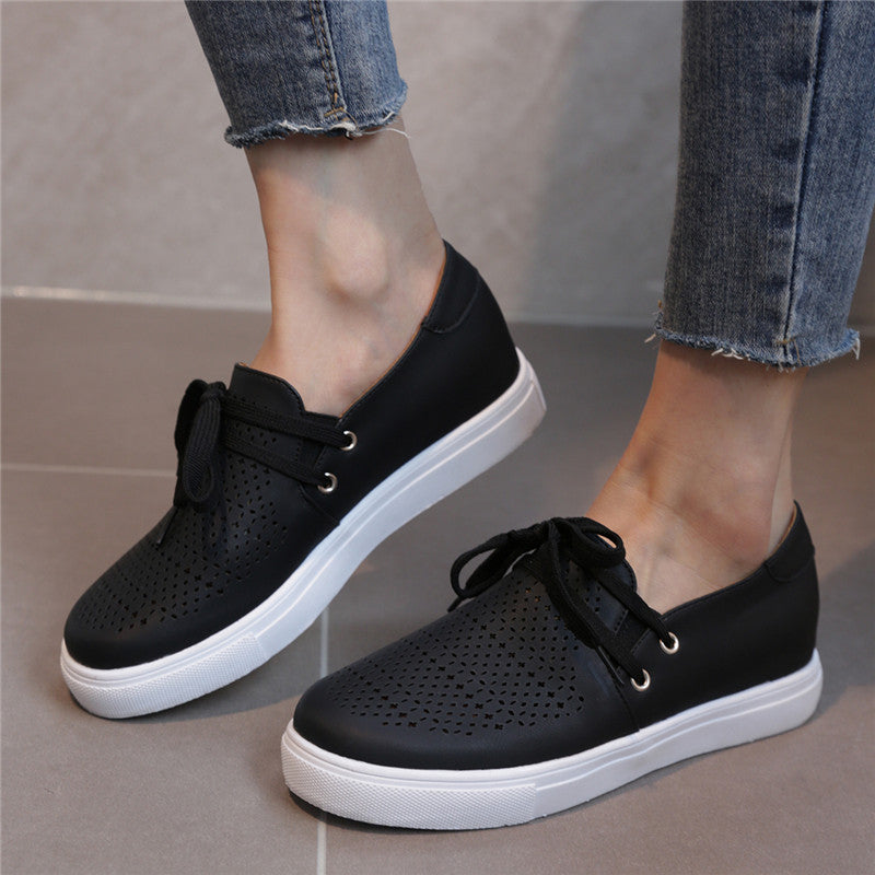 Ladies Flat Lace Up Casual Breathable Shoes