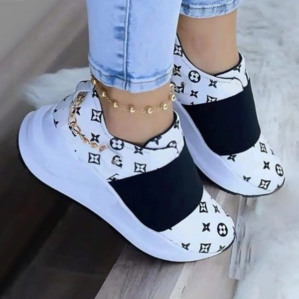 Women's Low Top Casual Printed Stretch Sneakers