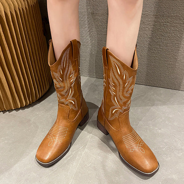 2022 winter chunky heel all-match V-mouth knight boots