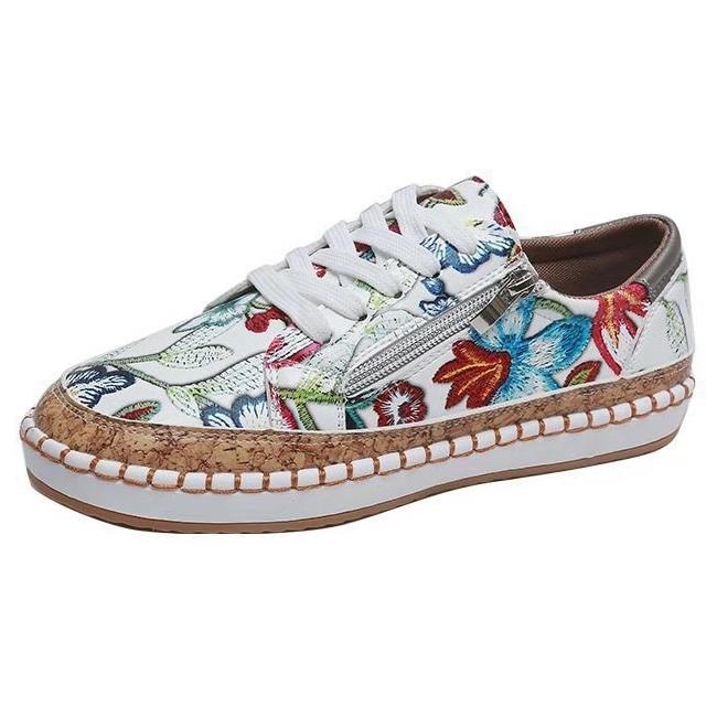 Women's Floral Printed Lace-up Canvas Sneakers
