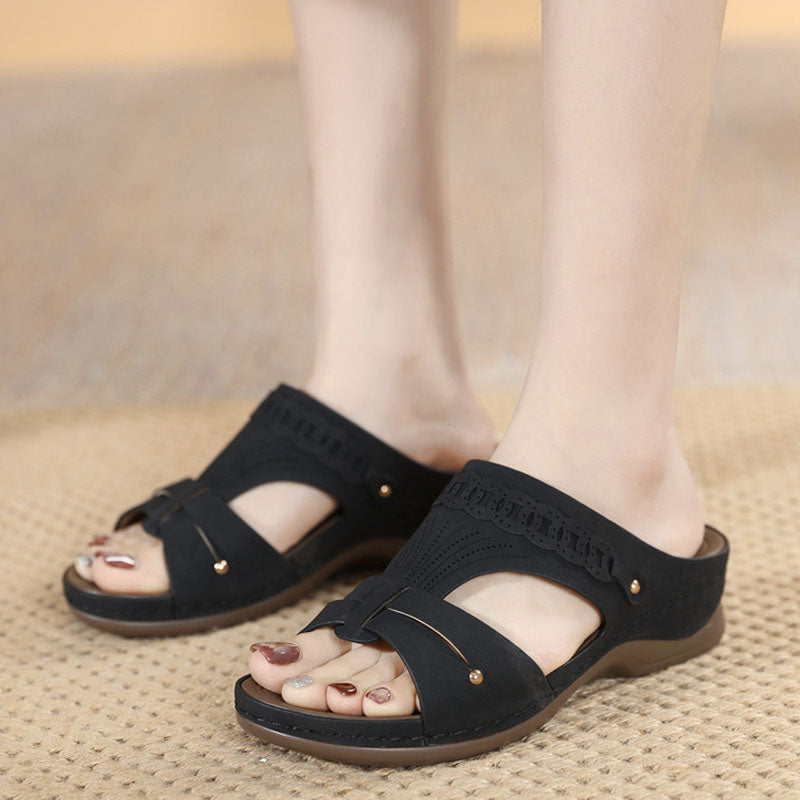 Women's Stitched Casual Wedge Slippers