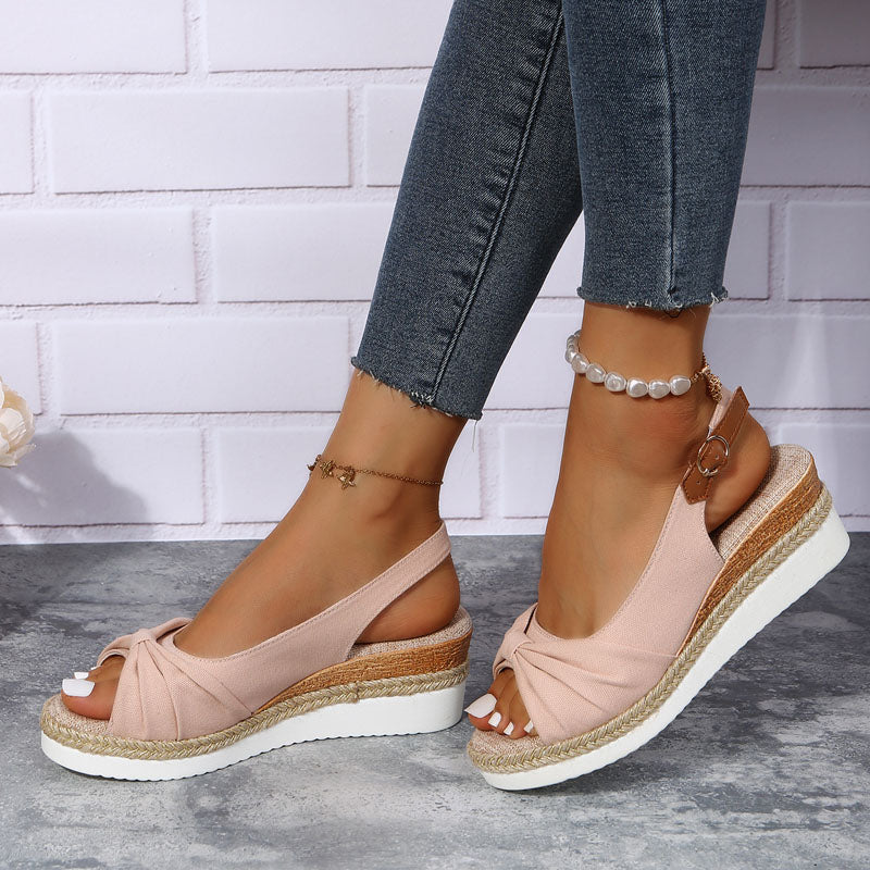 2023 Women's Hemp Rope Bow Wedge Casual Sandals