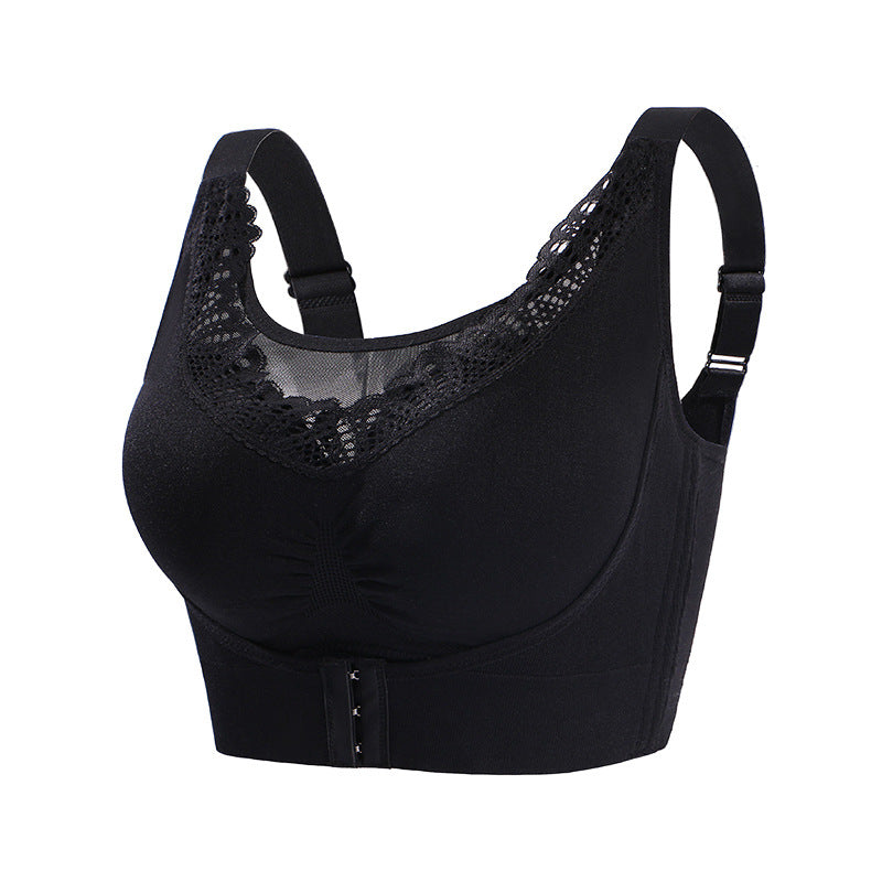 Front buckle gathering adjustment type widening seamless high elastic beauty back bra