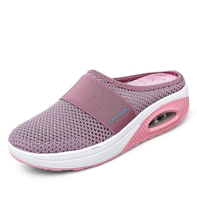 Grishay Women Daily Fly Knit Fabric Summer Air Cushion Mule Slippers
