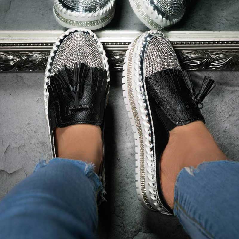 Women's Fashion Shiny Rhinestone Tassel Sandals