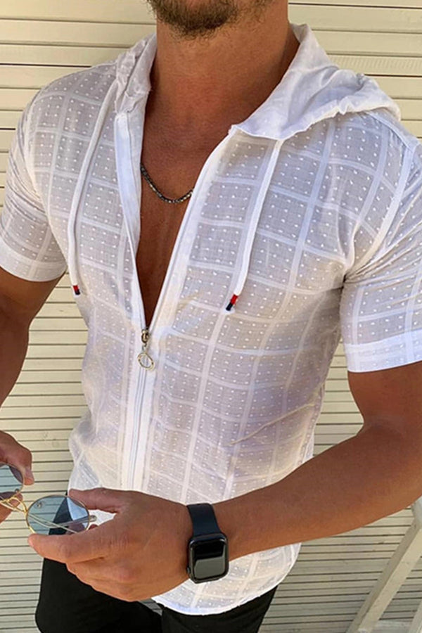 2021 Men's fashion zipper short sleeve