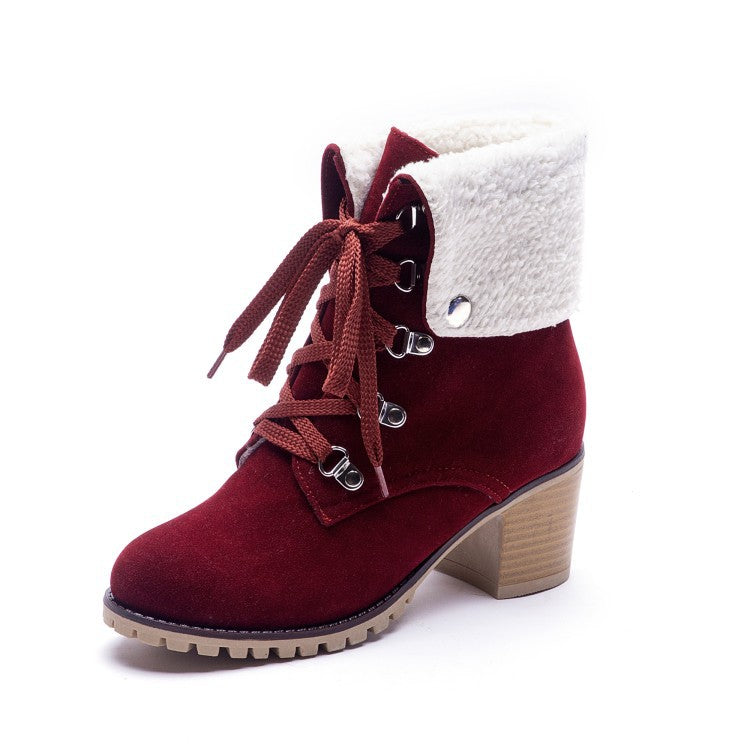 Women's lace up mid heel ankle boots