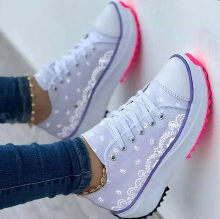 Women's Low-top Thick-soled Printed Canvas Shoes