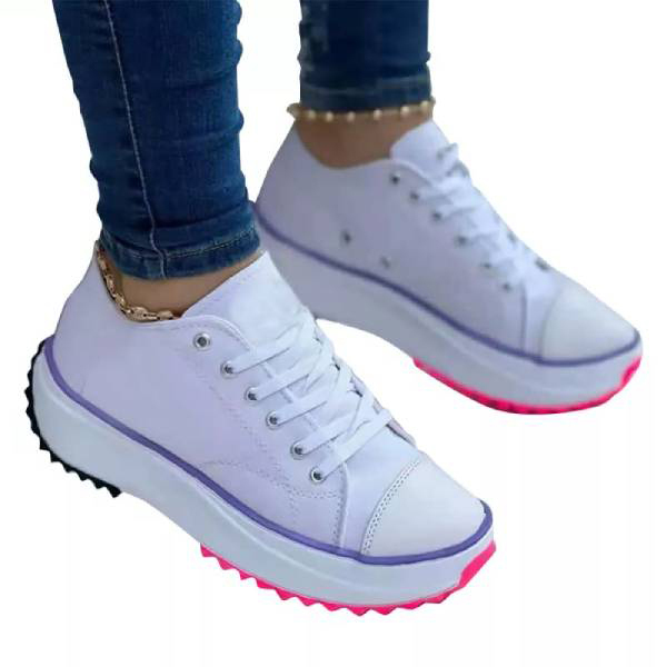 2023 round toe laceup platform arch support canvas shoes