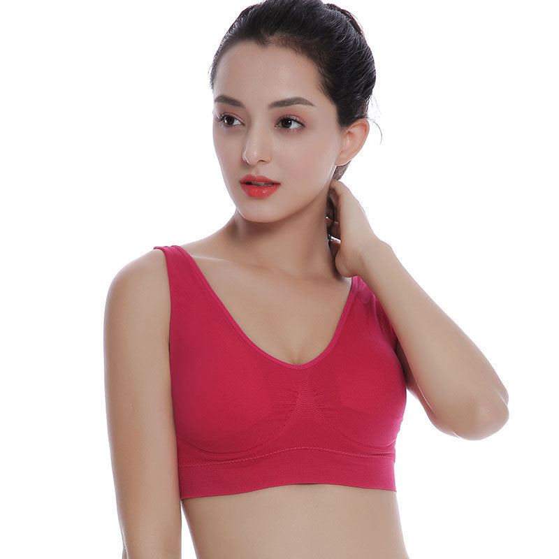 Double layer seamless sports bra without underwire