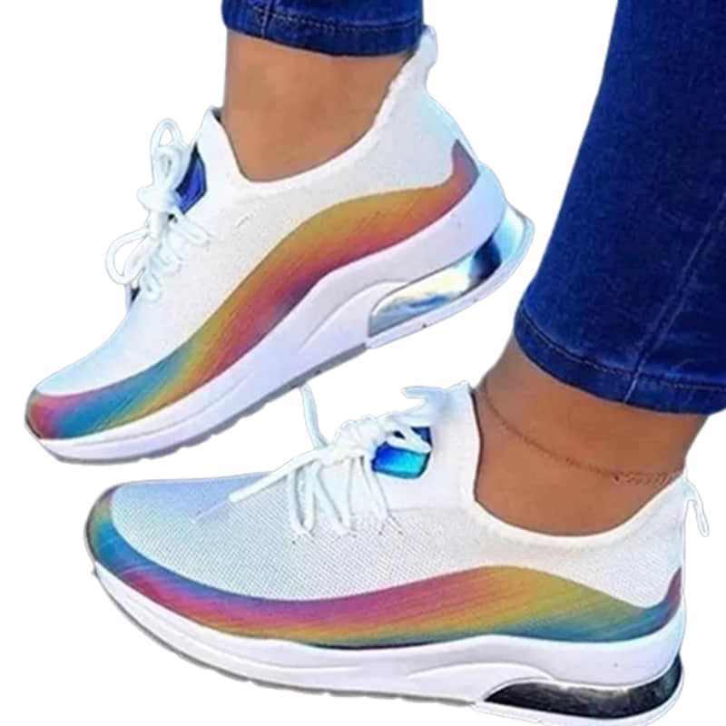 Flying woven women's platform casual shoes