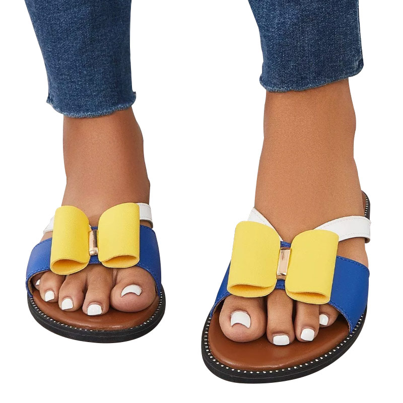 Women Summer Comfy Slipper Retro Rubber Soft Sole Bow Slippers