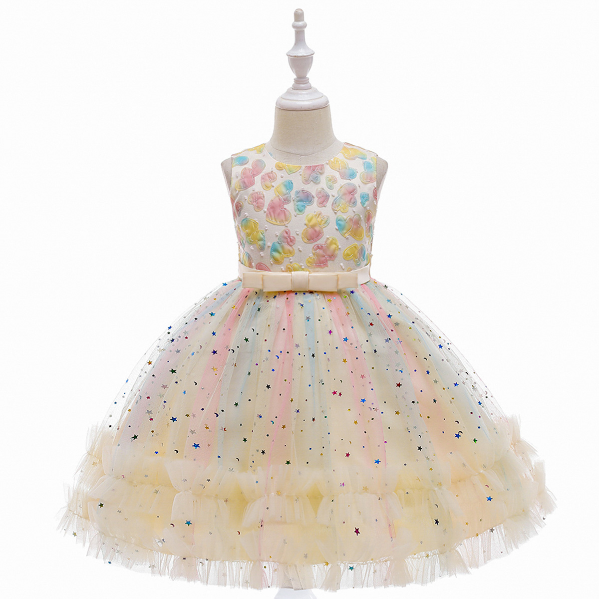 Riolio Kid Girl Rainbow Three-Dimensional FLOWERS Formal Dress Wholesale