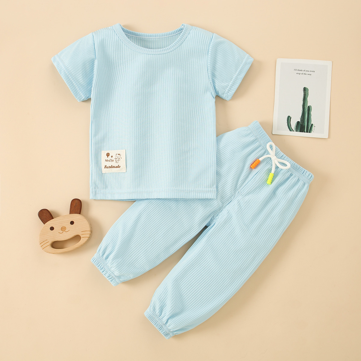 Riolio Toddler Boy Polyester Spandex Solid Casual T-shirt & Trousers PAJAMAS Wholesale