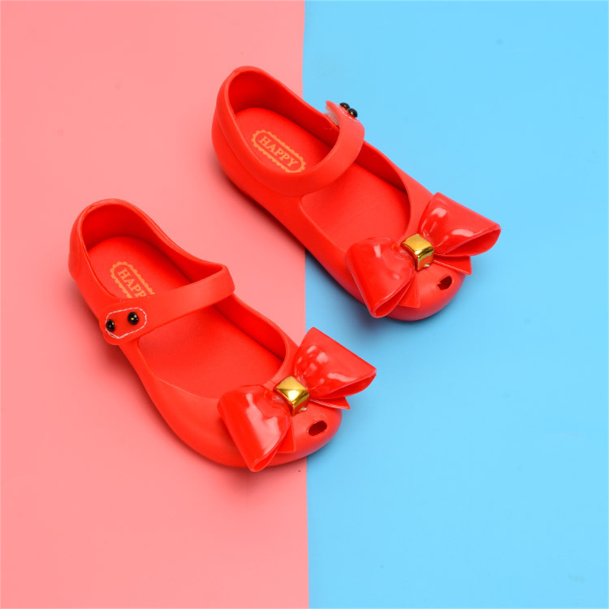 Riolio Toddler Girl Solid Color Bowknot Decor Peep Toe Velcro SANDALS Wholesale