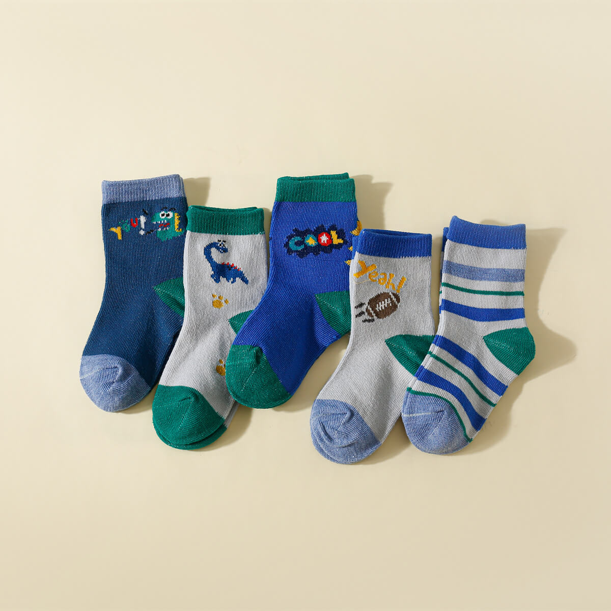 Riolio 5-pair Children's Color-block Cartoon Pattern ANKLET Socks Wholesale