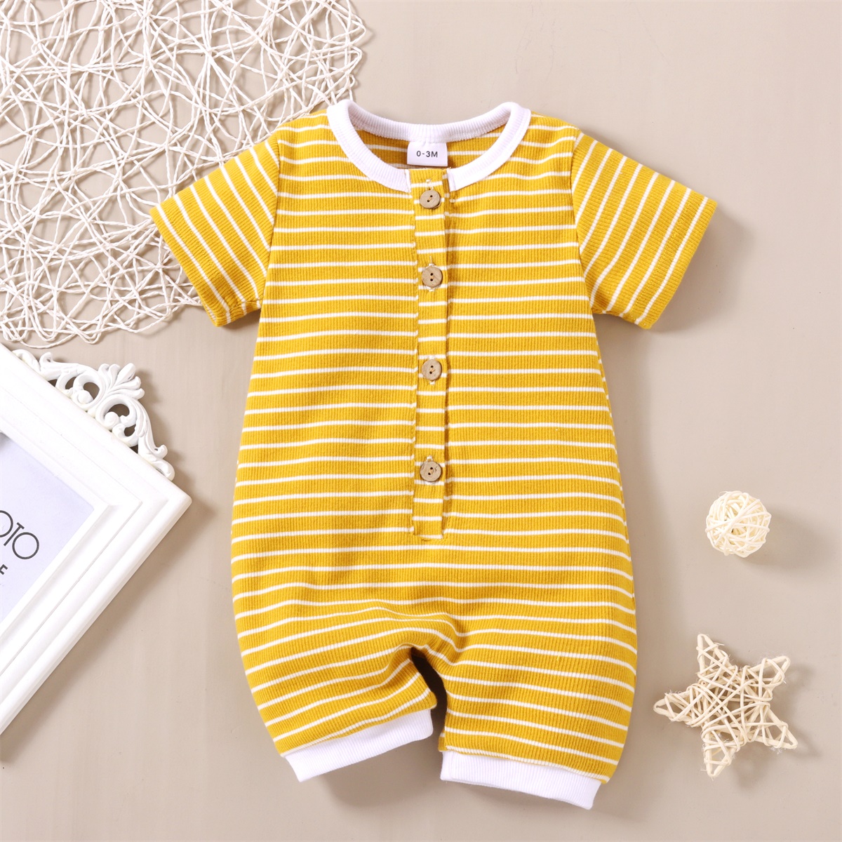 Riolio Baby Striped SHORT Sleeve BOXER Romper Wholesale