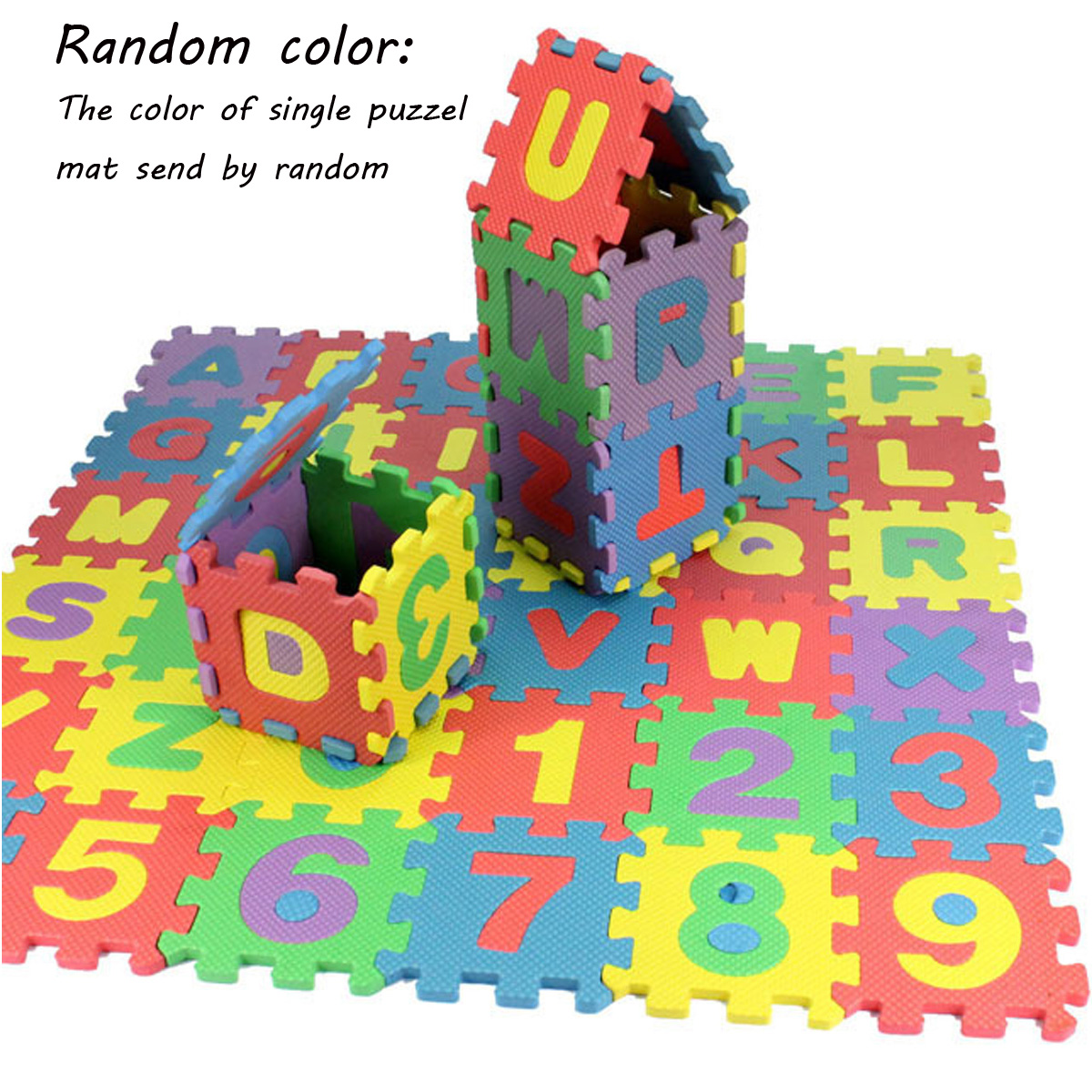 Riolio Number Pattern EVA Rubber 36 Tiles Interlocking PUZZLE Foam Floor Mats - Baby Play Mat for Pl
