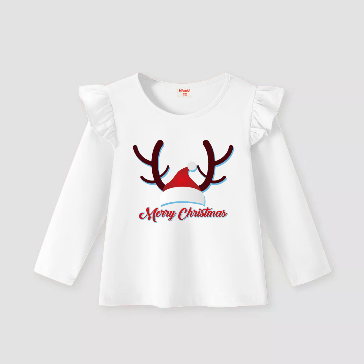 Riolio Toddler Christmas Deer Letter Printed Color Block Long Sleeve T-SHIRT Wholesale