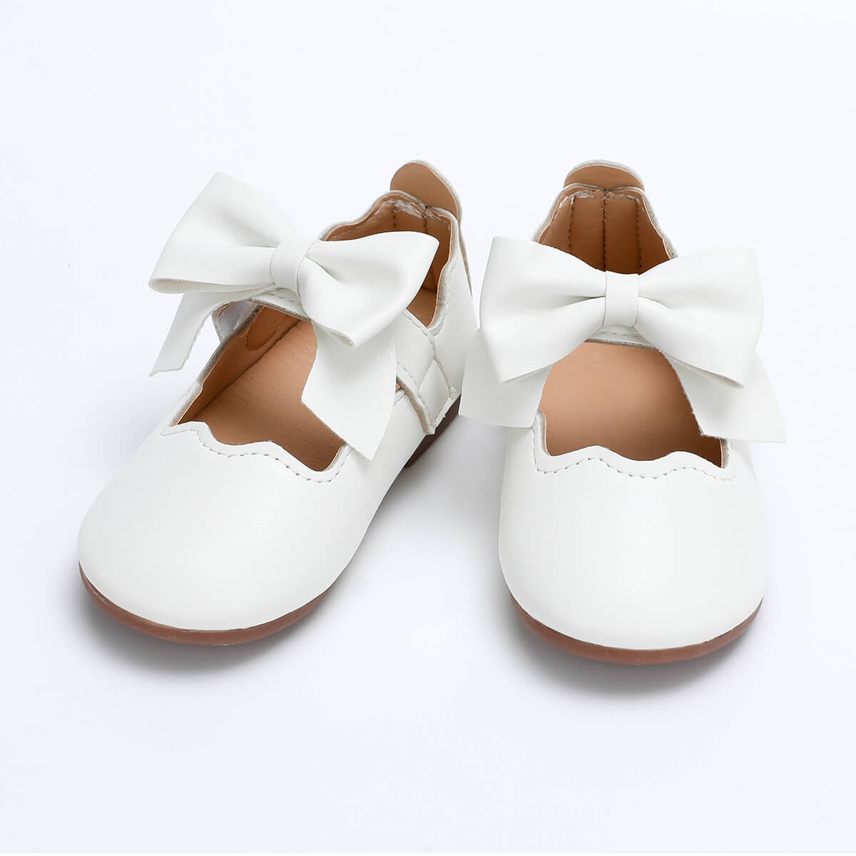 Riolio Toddler Girl Solid Color Bowknot Decor Velcro LEATHER Shoes Wholesale