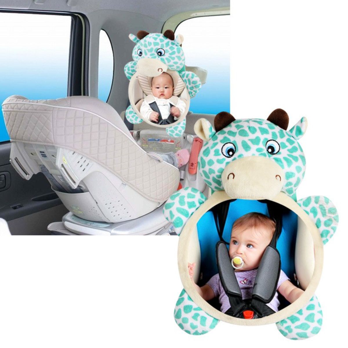 Riolio Baby Cartoon Animal Pattern Safety Car Seat MIRROR for Rear Facing Infant Wholesale