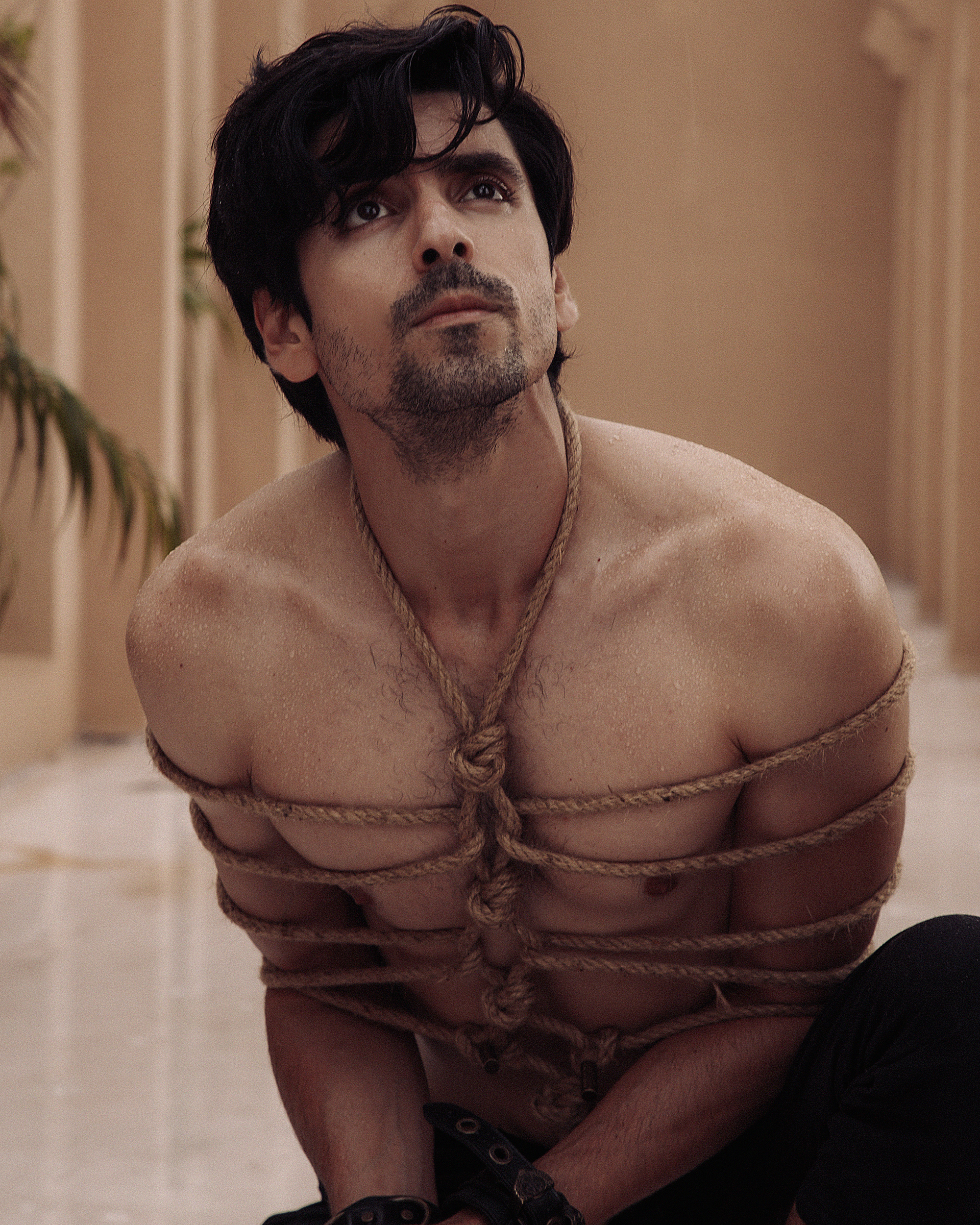 Coleur D'or BDSM Set Real Leather Cuffs Blindfold Slapper Collar and Leash