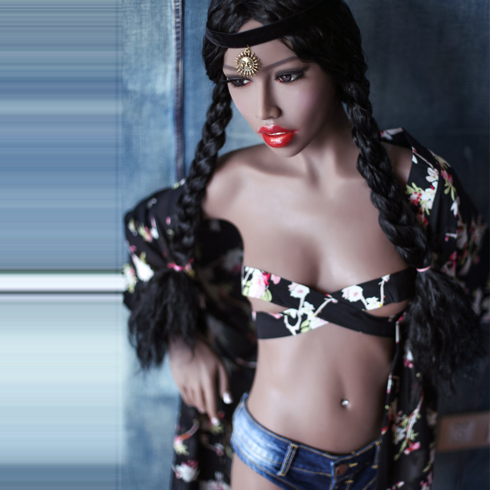 SexDollBay Edith 168cm #95 Head Realistic Flat Chest  Black Sex Doll