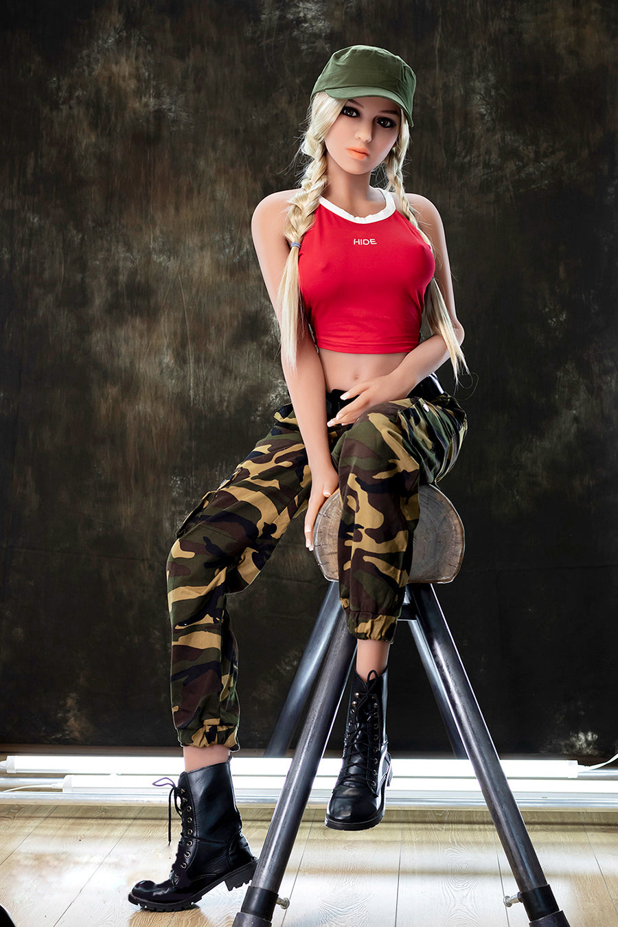 US Stock - SexDollBay Hedy 166cm 174# Heat Young Flat Chested Sex Doll with Pigtails