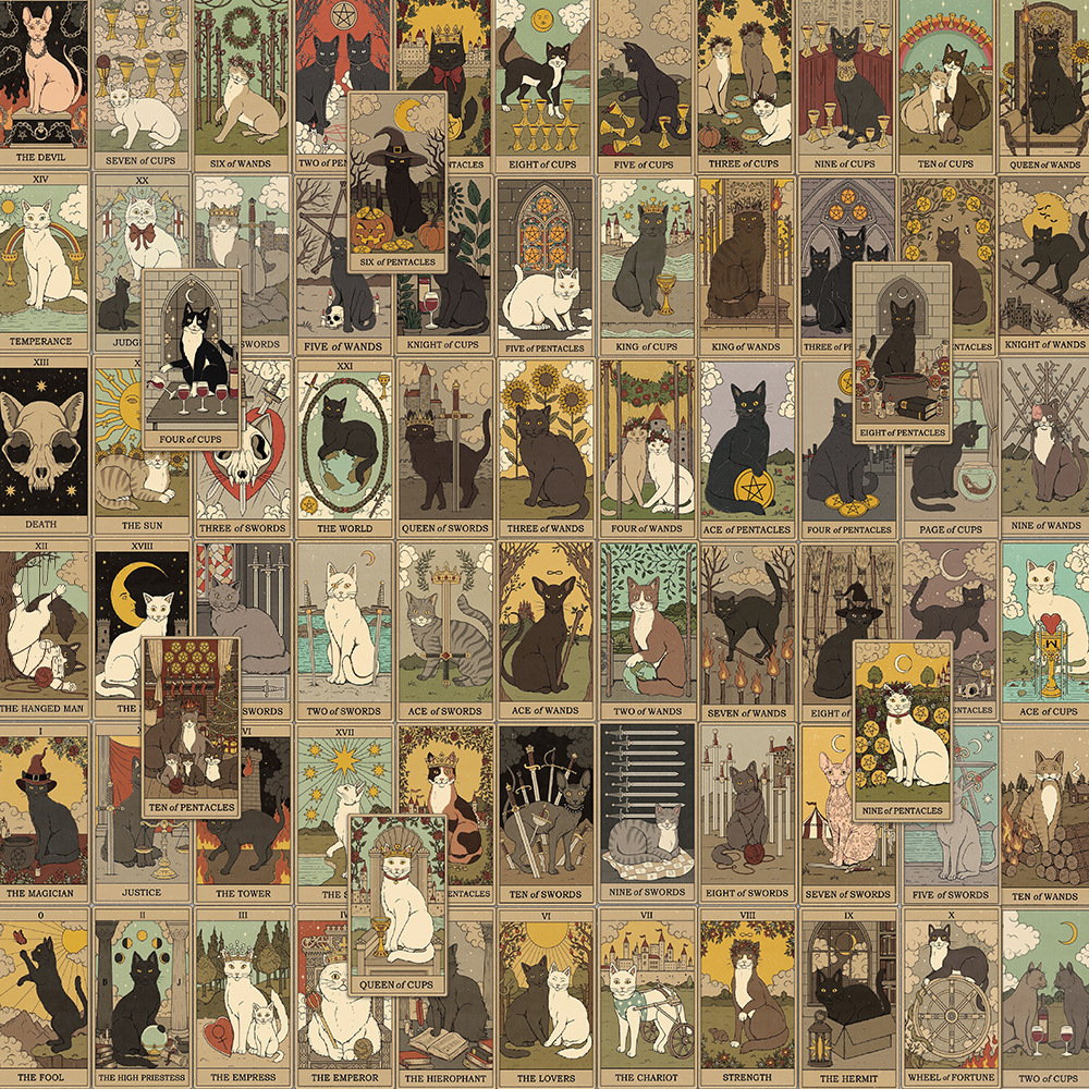 Cats and Tarot Cards Sticker Pack-She Defense Boutique