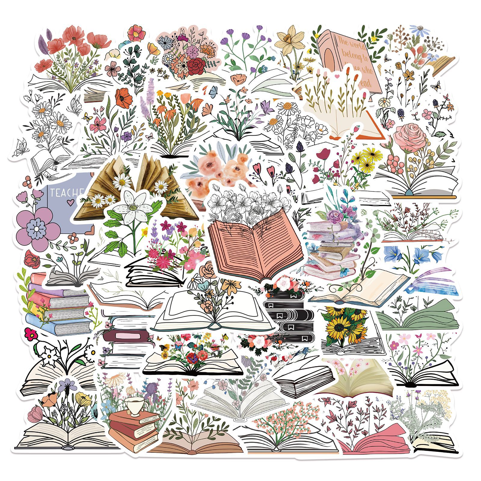 Book and Plants Sticker Pack-She Defense Boutique