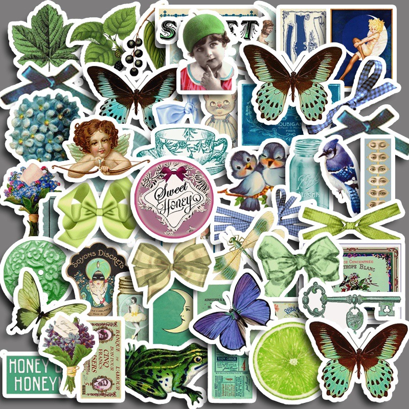 Green and Blue Sticker Pack 60 pieces-FUU Studio