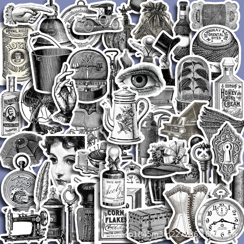 The past of Munich Sticker Pack 60 pieces | Black and White Vintage Sticker