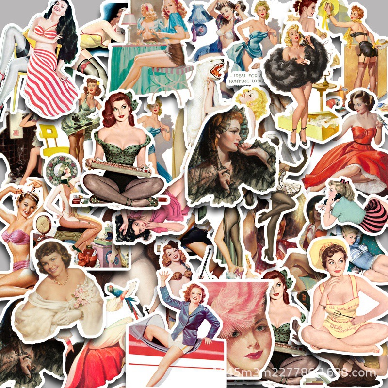Retro Lady Sticker Pack 37 pieces