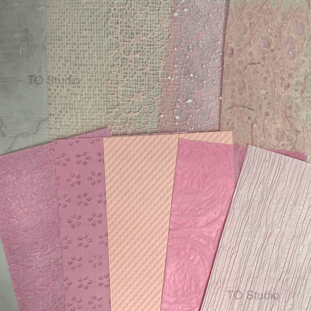 10 Sheet, Pink color Texture Paper and Mesh Assorted Set-FUU Studio
