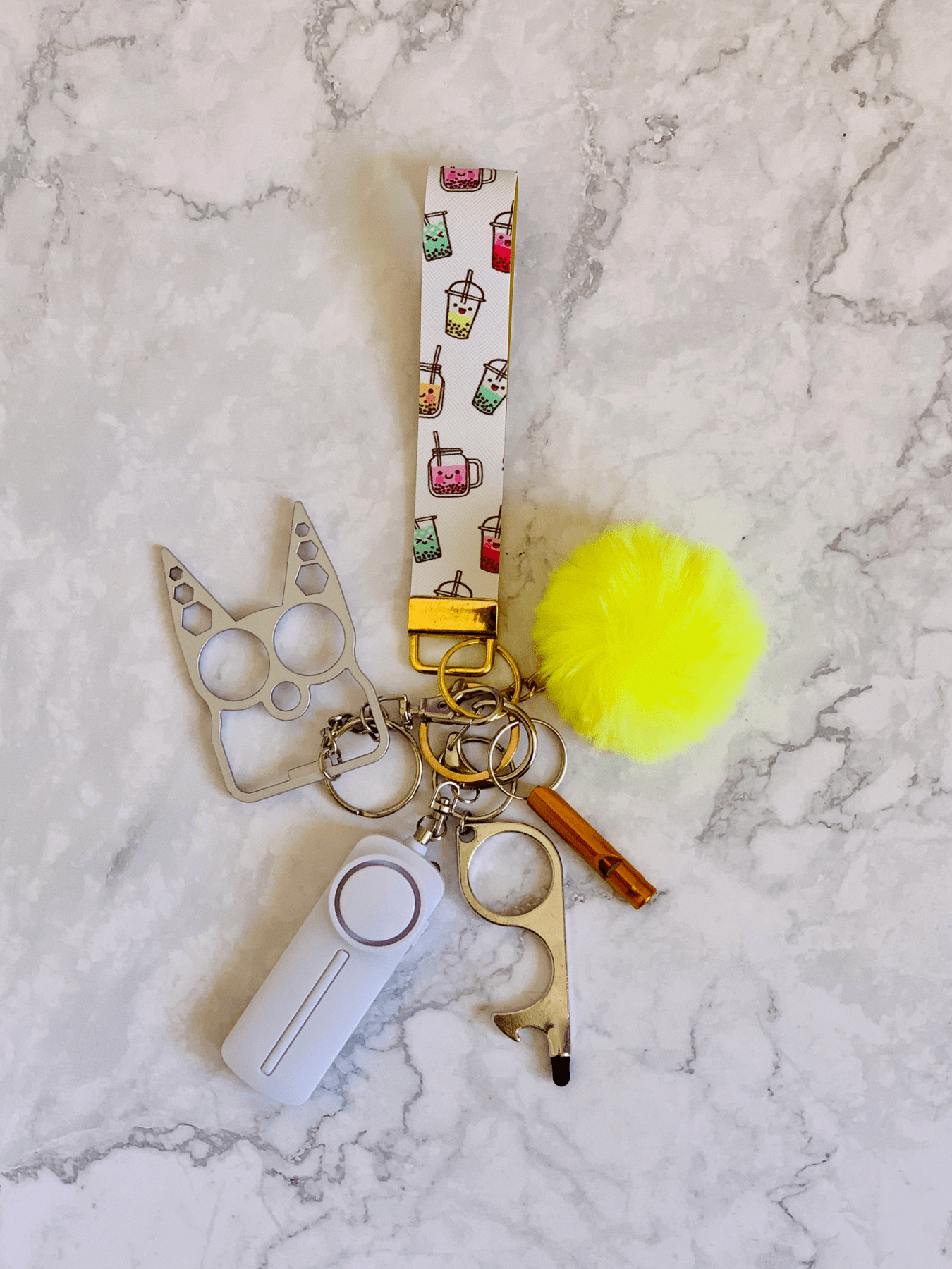 Boba, Ice cream Summer Print Faux Leather Self Defense Keychain Set-She Defense Boutique