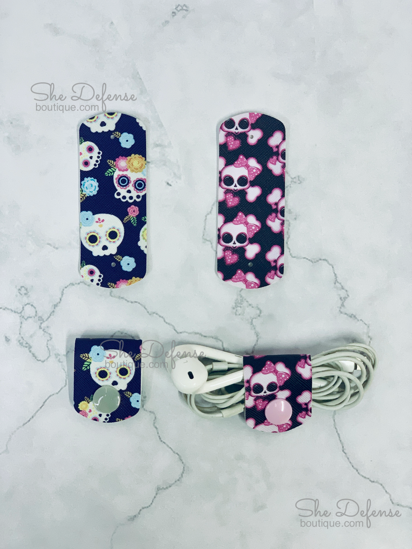 Halloween Sugar Skulls Cable tidies, cord keepers, cable organizer 1pcs