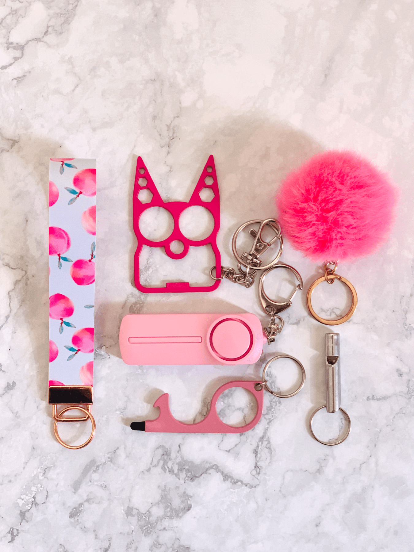 Peach Glitter Self Defense Keychain-She Defense Boutique