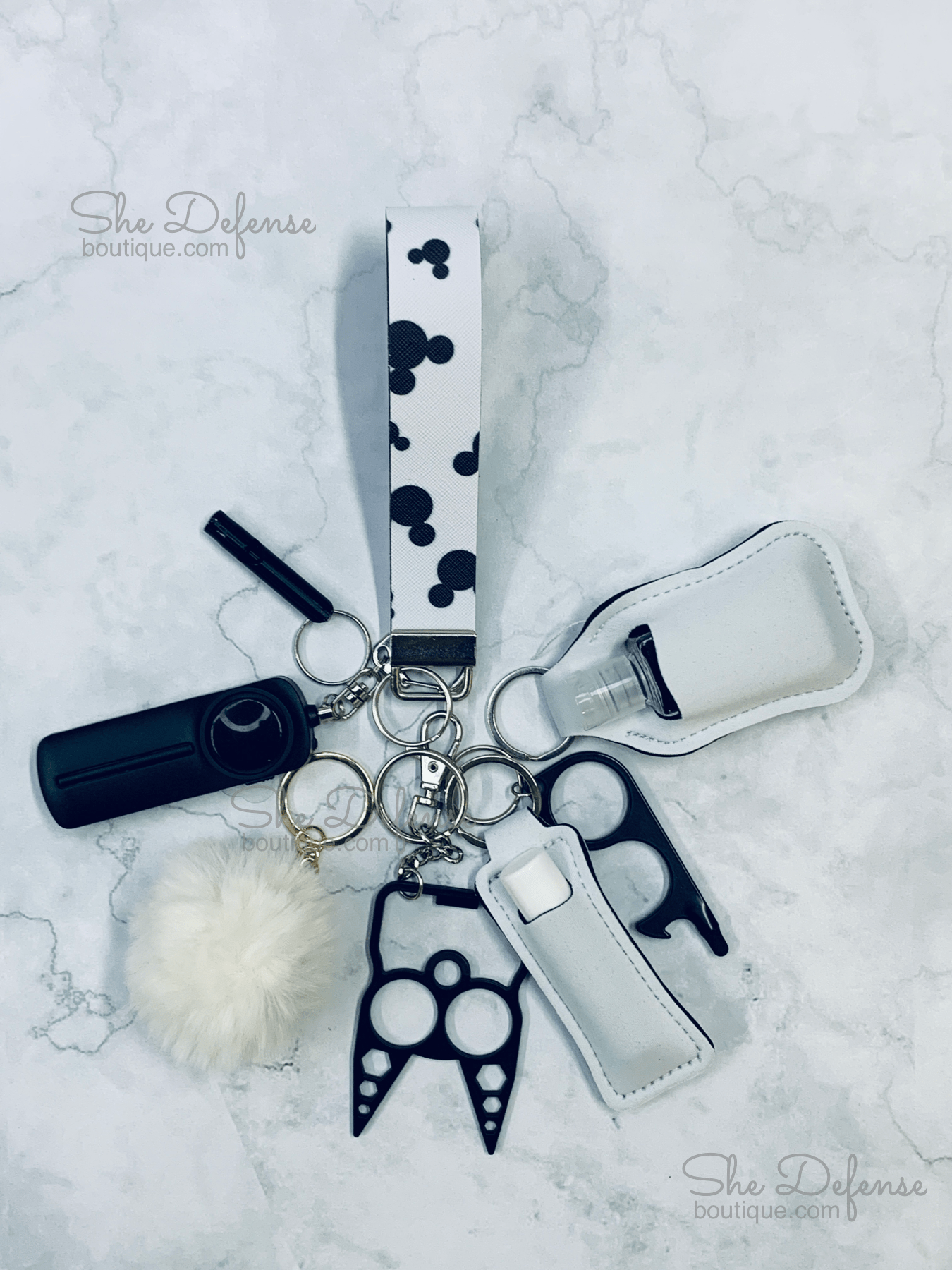 Mickey&Minnie Glitter Self Defense Keychain Set