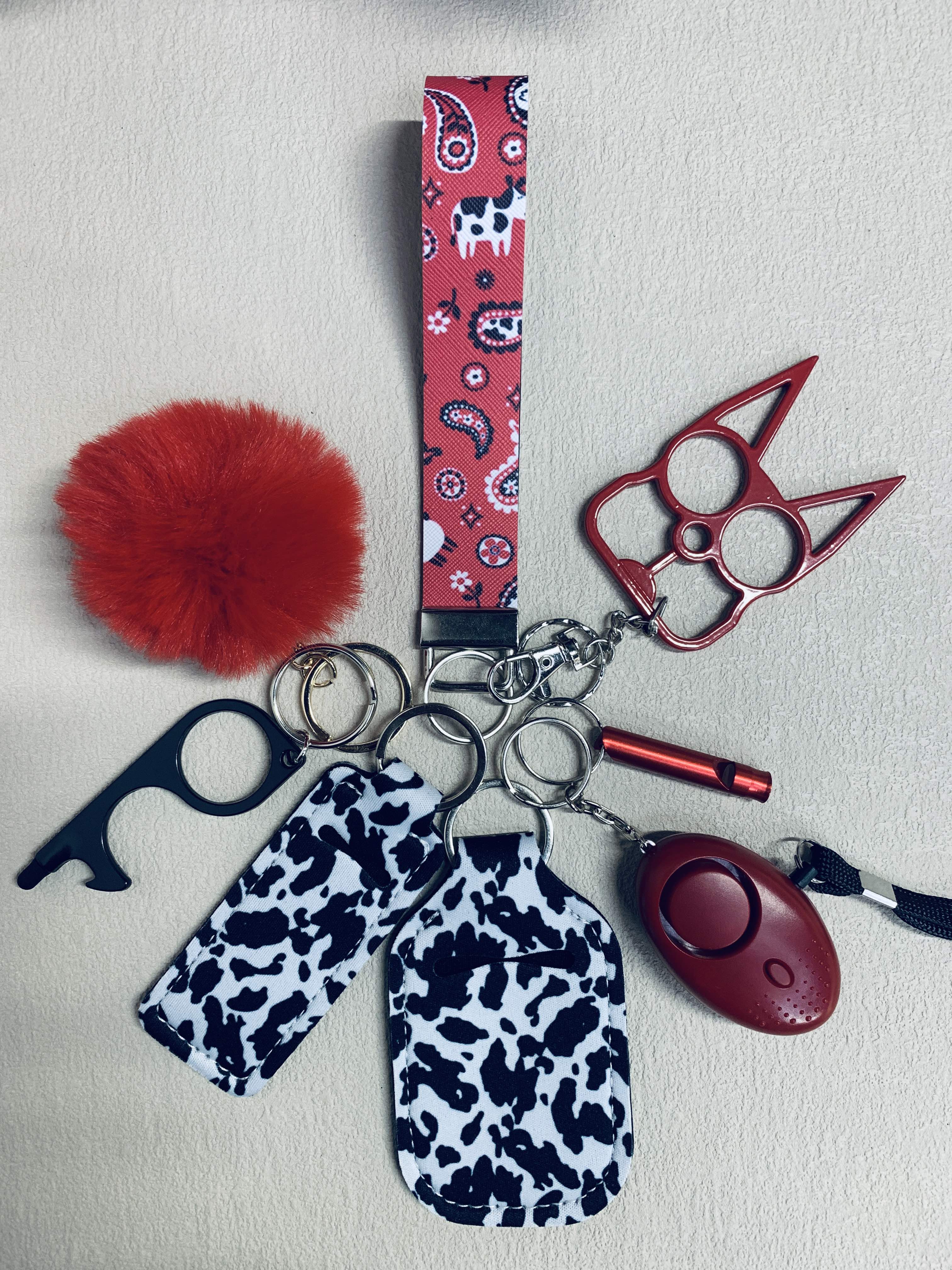 Cow and Flowers Self Defense Keychain Set