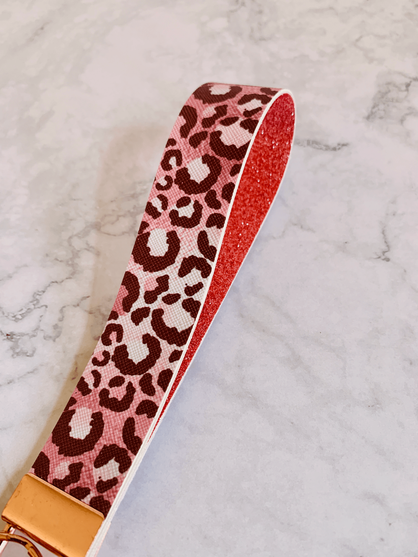 Pink Leopard Glitter Keyfob Wristlet